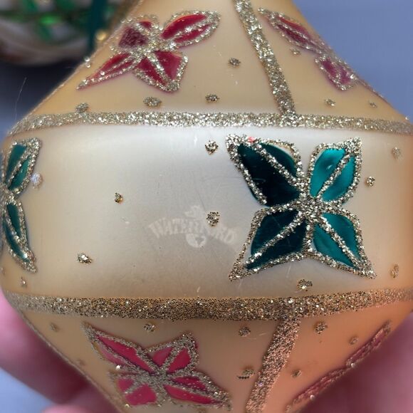 Waterford Holiday Heirlooms Ornament Set Celtic Cross Colleen Egg Poinsettia Top - Picture 5 of 12